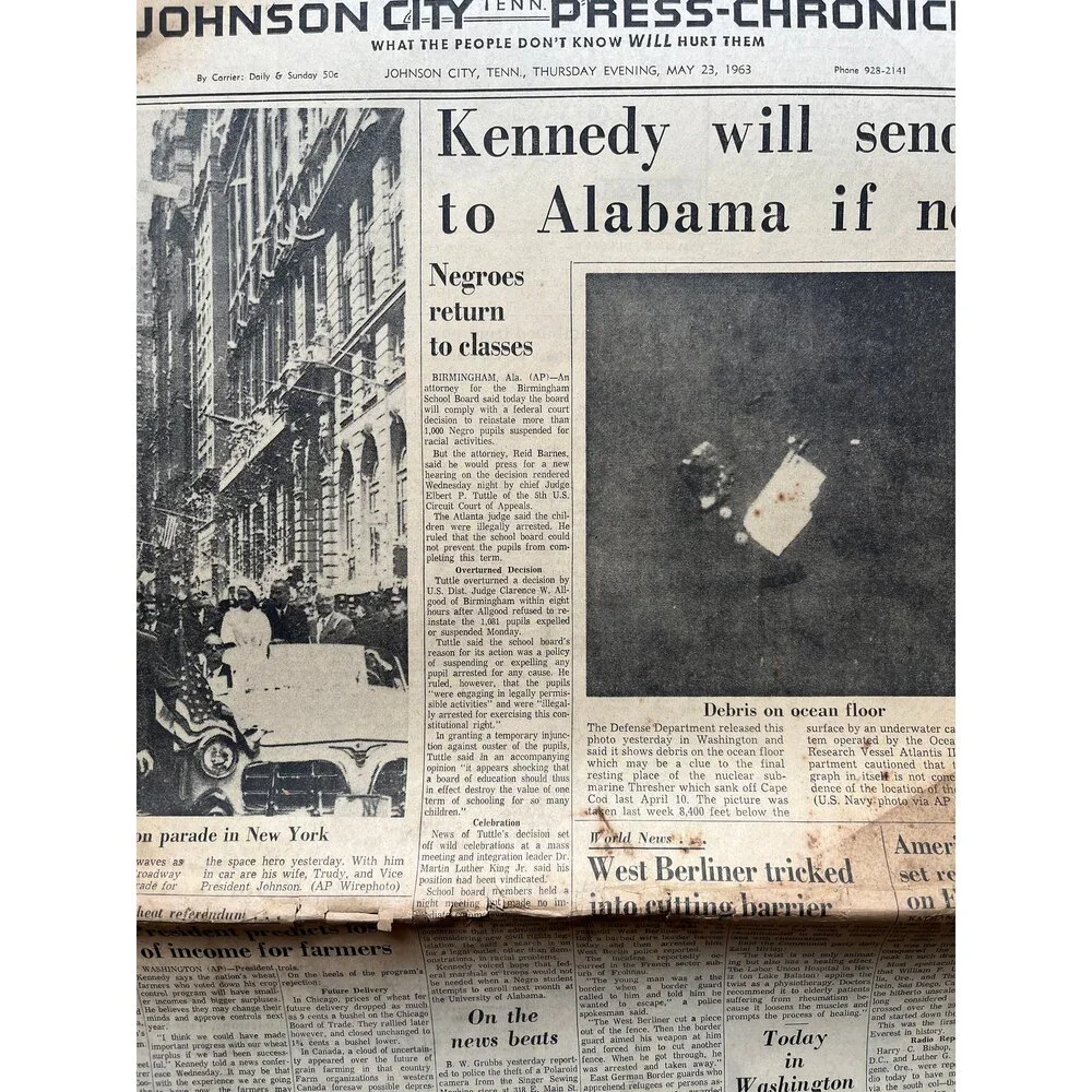 1963 JFK Send Troops to Alabama Birmingham Riots and Bus Marches, US History, C